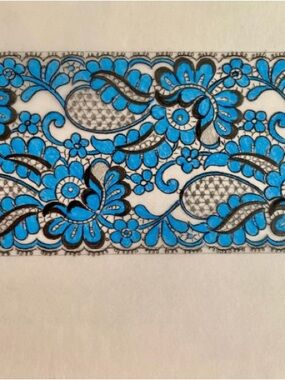 Framable Art - Original Retro Lace Design Draft, Hand-Drawn Textile Stydy